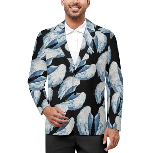 Angel Wings Men's Slim Suit Long-Sleeve Prom Tuxedo Classic Two Button Business Jacket