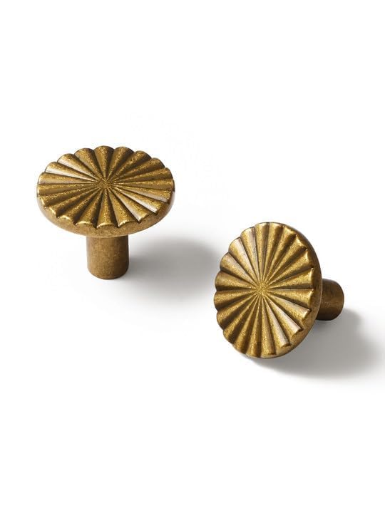 5 Pack Antique Brass Cabinet Knobs Copper Round Drawer Pulls Kitchen Cupboard Bathroom Dresser Cabinet Hardware Vintage Handles Zinc Alloy