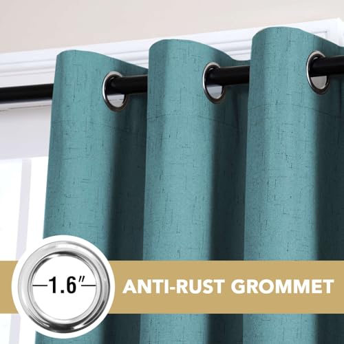 Image of H.VERSAILTEX 100% Blackout Curtains for Bedroom 108 Inches Long Grommet Linen Face Full Light Blocking Curtain Drapes for Living Room Thermal Insulated Linen Look Curtains 2 Panels Set, Teal Blue
