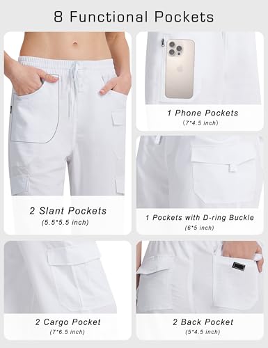 Image of Women's Cargo Pants 28 inch /30 inch Lightweight Quick Dry Casual Travel Pant Streetwear for Work Hiking Outdoor with 8 Pockets