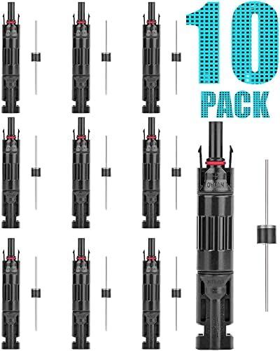 BAITHNA 30A PV Solar Panel Connector Male/Female Built-in Diode Inline Fuse Solar Wire Connectors Waterproof Anti-backflow (10 PCS)
