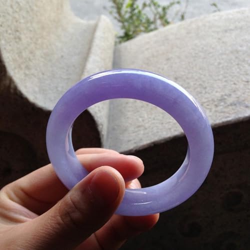 Jadeite Bangles for Women, Lavender Round Bracelet Icy Translucent Myanmar Jadeite,Great Gift for Mother on Mother's Day3