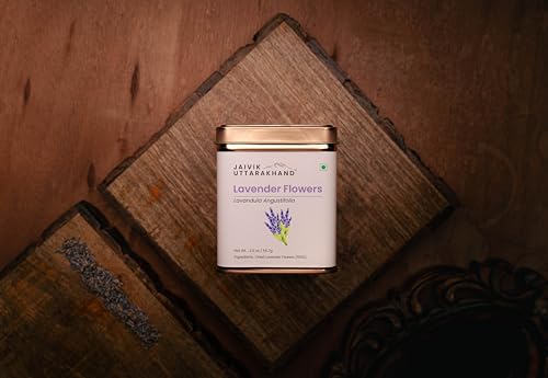 Image of Jaivik Uttarakhand - Lavender Buds Loose Leaf Tea (226.8 g), Whole Dried Flower, Caffeine-Free, Rich in Antioxidant, Pack of 4 Tin Box