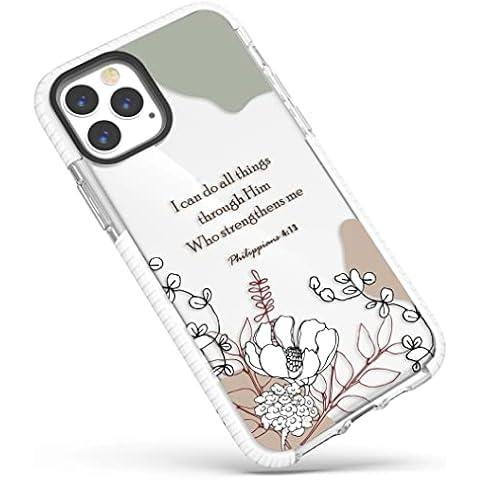Frepstudio Cute Case Compatible for iPhone 15 Pro Max Bible Verses for Girls Women,Floral Flowers Inspirational Philippians 4:14 Quotes Soft Protective Case Compatible with iPhone 15 Pro Max Cover