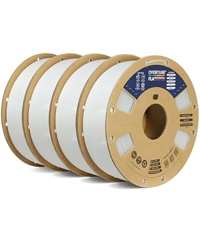 OVERTURE PLA Plus (PLA+) Filament 1.75mm, Stronger & More Durable, Professional Toughness 3D Printer Filament, 4kg (8.8lbs), Cardboard Spool, High Precision +/- 0.02mm (White*4)