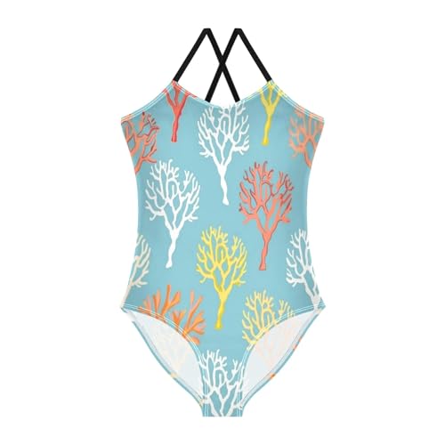 Summer Coral Girls One-Piece Swimsuit Beach Bathing Suit