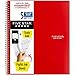 Five Star Spiral Notebook + Study App, 5 Subject, College Ruled Paper, 11" x 8-1/2", 200 Sheets, Red, 1 Count (72077)