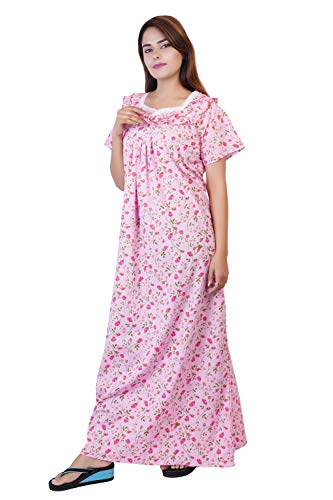 Image of Women's Cotton Block Print Knee Length Nighty