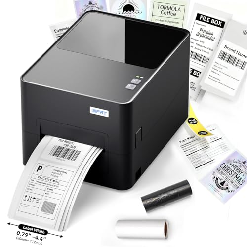 Thermal Transfer & Direct Thermal Label Printer, 4x6 Desktop Printer for Shipping Label Barcode Receipts Tag & Wrist Band, Compatible with UPS FedEx Amazon eBay Shopify, USB & Ethernet Conne