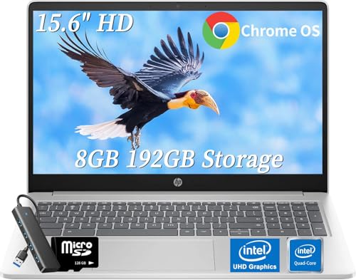 HP 15.6C` Chromebook v~Am[gp\R wrWlXp Chrome OS 8GB RAM 192GB eMMC (64GB eMMC + 128GB MicroSD) 15.6C` HD A`OAfBXvC Inte