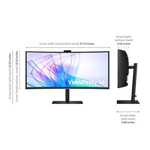 Image of Samsung 34-Inch ViewFinity S65VC Series Ultra-WQHD Curved Computer Monitor, 100Hz, AMD FreeSync, HDR10, USB-C, Built-in Speaker, Camera, KVM Switch, Eye Care, Eco-Packaging, LS34C650VANXGO, Black