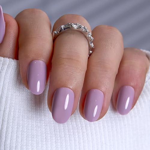 Image of CurvLife Extra Short Square Press On Nails, Purple, Lilac Veil, Soft Gel