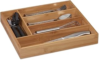 Relaxdays Cutlery Tray, Wood, Natural, 5 x 30 x 34 cm