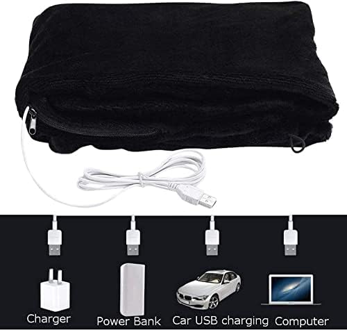 Z-YQL USB Heated Warm Fleece Shawl & Wrap Intelligent Electric Heating Blanket Kneepad for Home, Office (Brown)