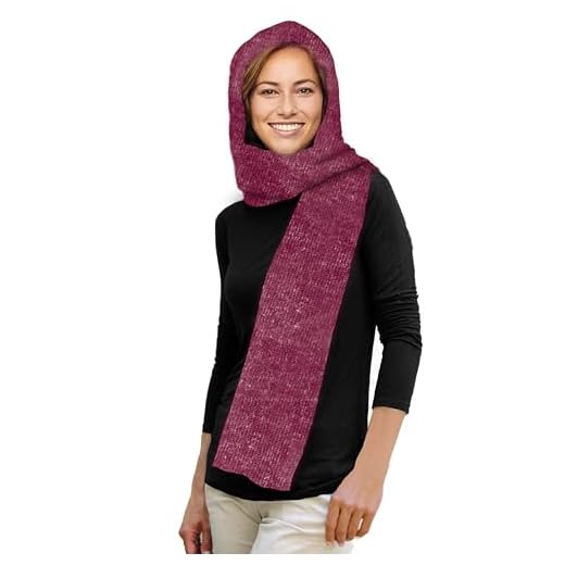 35° BELOW Marled Hooded Multiuse Head Scarf Neck Wrap for Women, Winter Scarf for Women, Cranberry