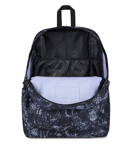 Image of JanSport SuperBreak Plus Backpack with Padded 15-inch Laptop Sleeve and Integrated Bottle Pocket - Spacious and Durable Daypack for Work and Travel, Afflicted Black /Charcoal /Dk Grey