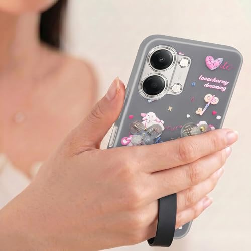 Image of Jkobi Back Cover Case for Vivo Y11 | Vivo Y21 5G (3D Cute Heart Strap Holder | Camera Protection | Designer Girls Print)