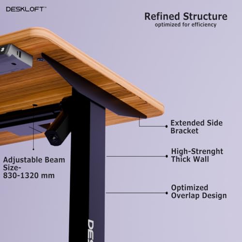 Image of Electric Standing Desk Height Adjustable Workstation| Ergonomic Sit Stand with Walnut Wood Grain Top, Motorized Adjustable Computer Desk for Home Office (Black Frame & Brown Top, 1200x600 mm)