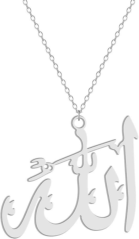 JczR.Y Allah Necklace Islamic Muslim Pendant Stainless Steel Big Allah Necklace for Women Men Gold Plated Religion Jewelry