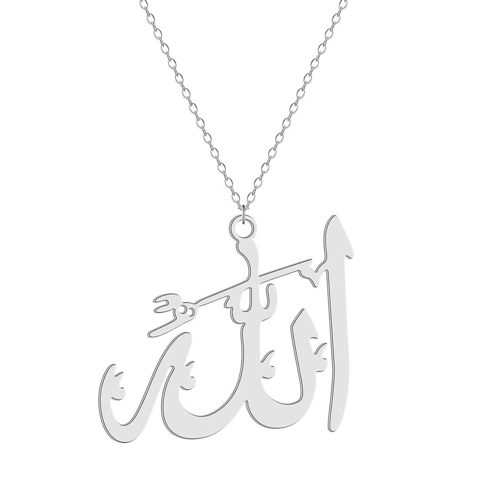 JczR.Y Allah Necklace Islamic Muslim Pendant Stainless Steel Big Allah Necklace for Women Men Gold Plated Religion Jewelry