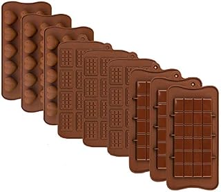PUDSIRN 9Pcs Silicone Chocolate Mould, Non-Stick Silicone Chocolate Bar Mould, Chocolate Candy Mould for Chocolate, Candy, Jelly, Ice Cube