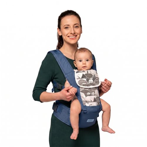 Image of Babybee 6 in 1 ErgoNest Baby Carry Bags for 0 to 2 Years, Kangaroo Bag with Wide Hip Seat, Lumbar Support, Storage Pocket, Bottle Holder & Breathable Mesh (Blue)