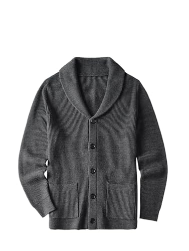 Men Shawl Collar Cardigan Sweater Slim Fit Cable Knit Button-Up Merino Wool Casual Outerwear3