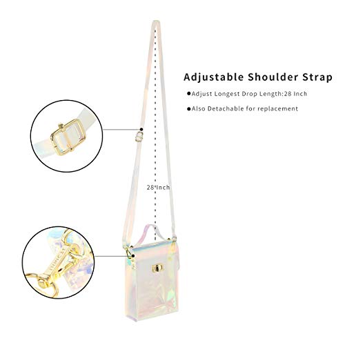 Haytijoe Clear Purses For Women Stadium Approved Crossbody Concert Bags, See Through Purse Transparent Mini Plastic Bags（Vertical-Colorful #TOP2