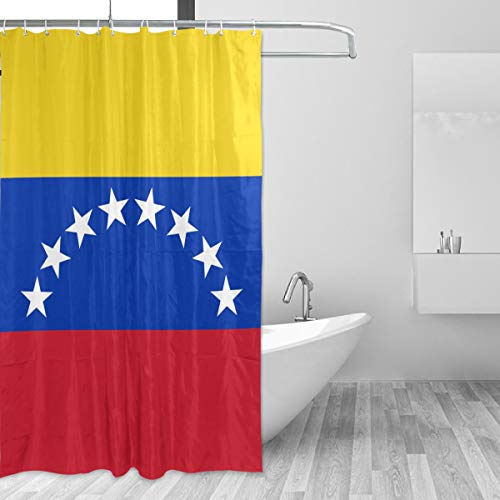 FANTAZIO Cortina de ducha Bandera de Venezuela Poliéster Cortina de baño con forma de C gruesa para baño Impermeable durable y súper impermeable 152,4 x 182,8 cm Cover