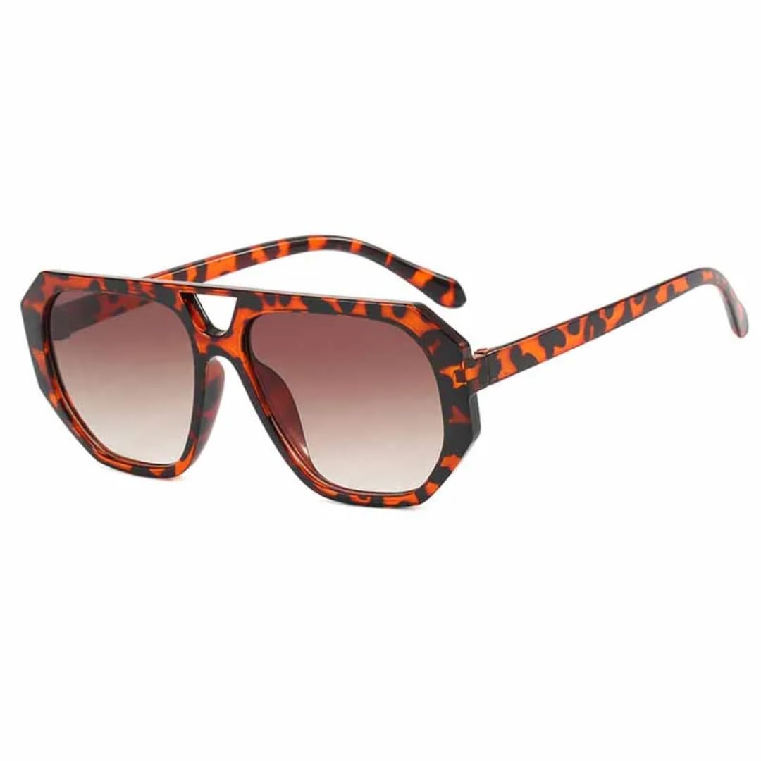 Lunettes de soleil rétro anti-fatigue oculaire monture thé léopard