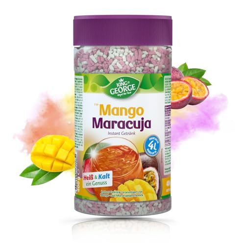 KING GEORGE - Royal Tea Time Mango Maracuja Geschmack Instantgetränk 6 x 400 g 1 Dose ergibt bis zu 4L Erfrischungsgetränk heiß & kalt ein Genuss