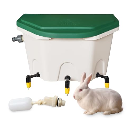 Breker AviAqua Automatische Hasentränke 8L [mit WASSERANSCHLUSS] inkl. 3 Nippel - Wasserspender für Hamster, Meerschweinchen und Kaninchen - Selbstfüllende Nagertränke
