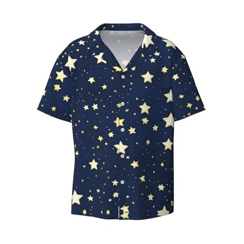 Chemise manches courtes imprimé étoiles bleu ciel coupe droite avec poche poitrine