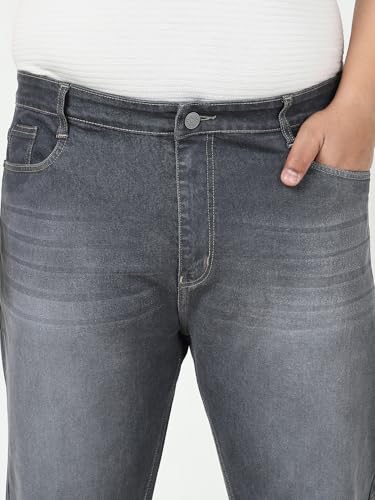 Image of Urbano Plus Men's Straight Fit Mid Rise Washed Jeans Stretchable