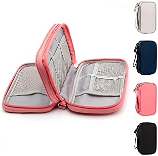 Ruyosn Cable Organiser Bag Waterproof Small Cable Bag Double Layer Hard Drive Bag Electronic Bag Electric Organiser Cable Bag Electronics Accessories Organiser Cable for Travel Pink