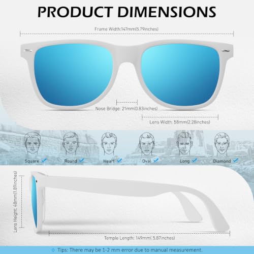 Image of Sunier Polarized Sunglasses for Men and Women, Retro Square Matte Finish UV400 Protection Shades for Driving, Fishing