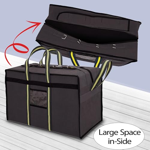 Image of NISUN 90L Large Travel Duffel Bag with 6 Wheels, Heavy Duty Canvas Luggage Bag, Foldable Bag with Transparent Front Pocket, Travel & Shifting Bag (Grey, 73 x 27.5 x 45 cm)