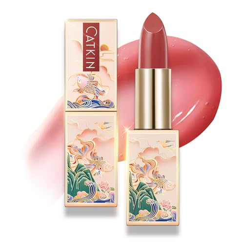 CATKIN Lip Balm Color Tinted Lip Stain Ultra Hydrating Moistrurizer Chapstick with Vitamin E Nourishing For Cracked & Dry Lips 0.12 oz C06 Camellia