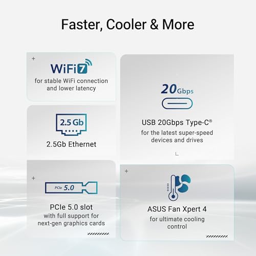 Image of ASUS Prime Z890M-PLUS WiFi Z890 LGA 1851 mATX Motherboard, Intel Core Ultra Series 2 Ready, Advanced AI PC-Ready, 10+1+2+1 80A Power Stages, DDR5, PCIe 5.0, USB Type-C, 3X M.2, Wi-Fi 7, 2.5Gb LAN