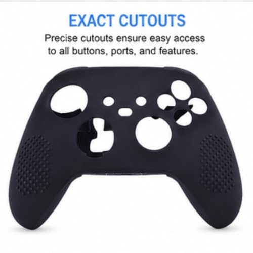 Image of TMG X Series X /S Controller Skin,Anti-Slip Protector Set Compatible with X Series X /S Controller-Silicone Cover with 2 Thumb Grips Caps (Black)