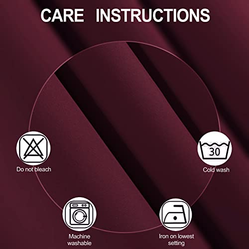 Image of LEMOMO Blackout Curtains 66 x 84 inch /Burgundy Red Curtains Set of 2 Panels /Thermal Insulated Room Darkening Bedroom Curtains
