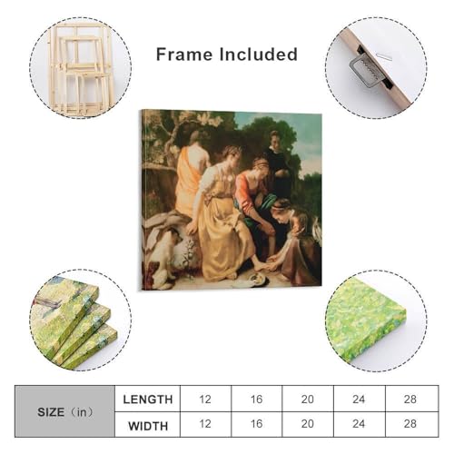 Diana et ses compagnons de Vermeer | Tableau salon impression sur toile 60x60 - 2