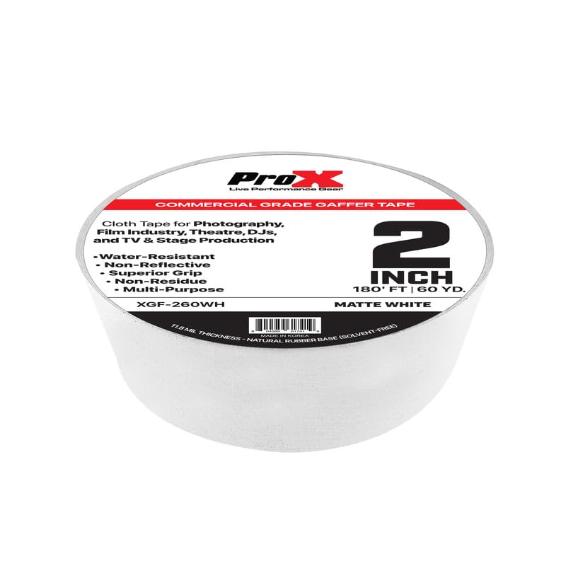 Prox XGF-260WH 2 Inch 180FT 60YD Matte White Commercial Grade Gaffer Tape Pros Choice Non-Residue