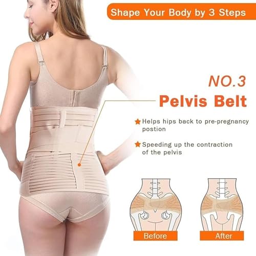 Image of Kenzlife 3 in 1 Post Pregnancy Belt for Women after Normal Delivery and C-Section Abdomen & Belly Wrap, Postpartum Recovery Belt for Belly, Waist & Pelvis Support | Free Size 30 inch-46 inch Inch (3 in 1 (Beige))