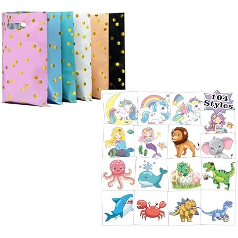 Kopokita 30PCS Party Favor Bags & 104 PCS Kids Temporary Tattoos Cover