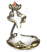 Uonlytech Vintage Brass Lotus Leaf Backflow Incense Burner Handcrafted Cone Holder for Tea Ceremo...