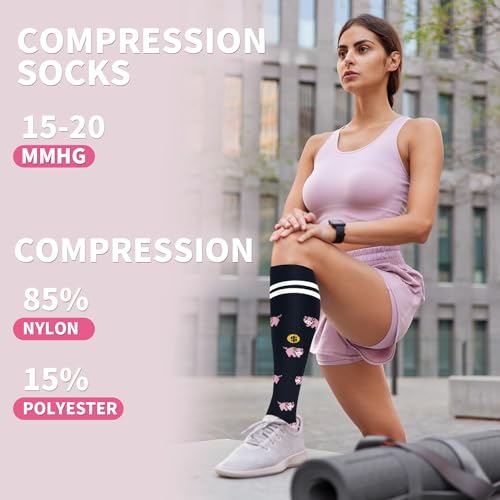 Image of Sooverki Compression Socks for Women & Men 6 Pairs is Best Supportive Knee High Stockings for Circulation, Travel, Nurses