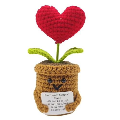 Onperpoe Pocket Hug Cuore piccolo regalo con biglietto d'ispirazione all'uncinetto e ricamato, buon miglioramento, regali di recupero, regali per testimonianza, famiglie, amici, colleghi