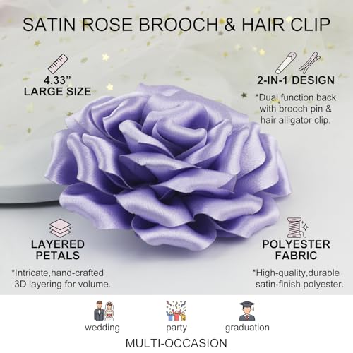 Image of 4.3 inch Red Rose Hair Clip Large Flower Brooches for Women | Charming Flowers Pins for Clothes | Turn Heads with Stylish Rose Hair Clip Flower Brooch Pin for Clothes & Clips for Woman