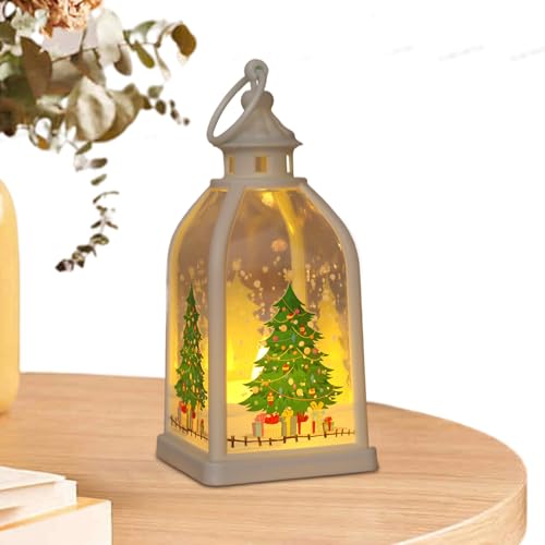 Farol de Navidad, copo de nieve iluminado decoración de Navidad, PP funciona con pilas, luz LED de vela para centros de mesa y decoración de mesa, 6,8 x 6,8 x 14,2 cm